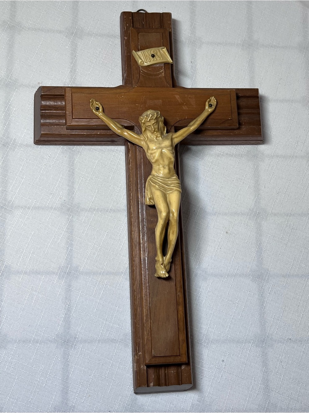Wood Wall Crucifix with Gold-Tone Corpus